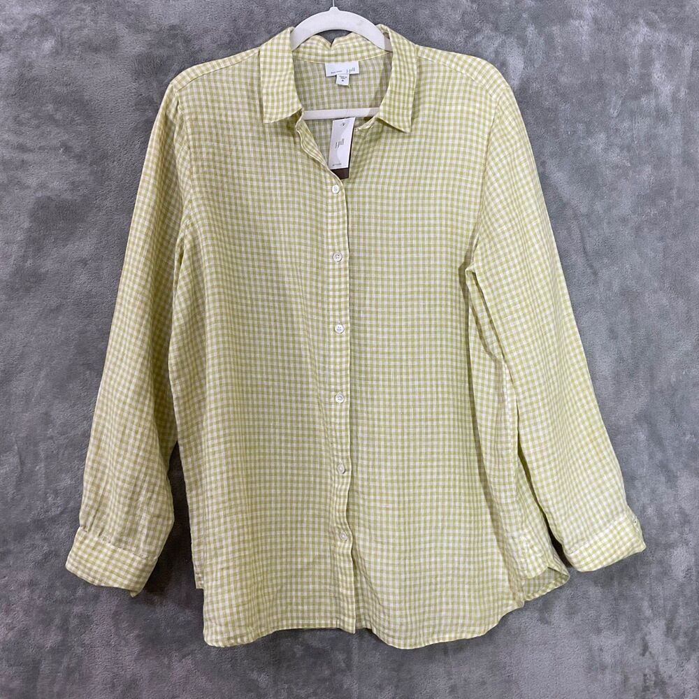 NWT J. Jill Love Linen Women's M 100% Linen L/S Button Up Blouse Tunic